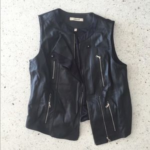 J Brand Lamb Leather Black Vest