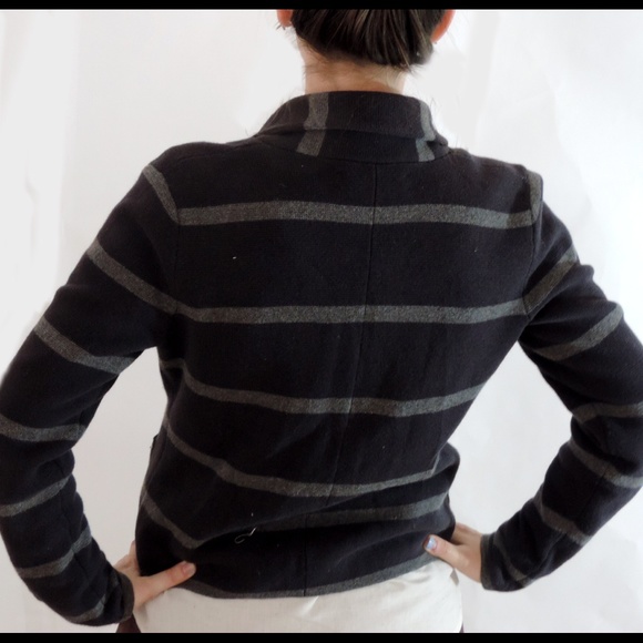 Navy and Grey striped Knit Blazer - Picture 3 of 4