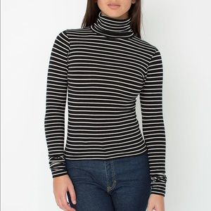 AA Stripe Cotton Spandex Long Sleeve Turtleneck