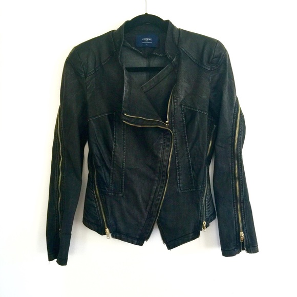 🚩SOLD🚩 Black Denim Jacket w/Vegan Leather Detail