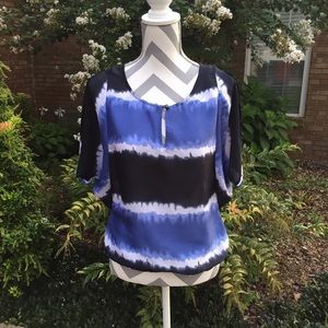Blue Silky Flowy Sleeve Top - Size XS