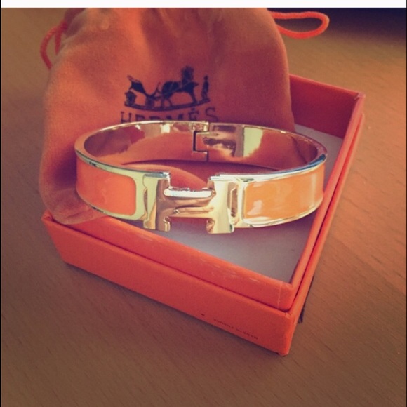 Hermes H Bracelet orange and gold - inspired