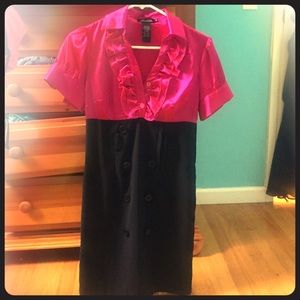Magenta and black business dress