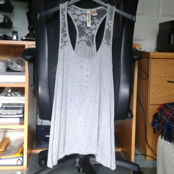 Grey tank with lace