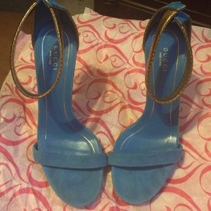 Sexy Aqua-blue&gold  sandals