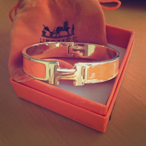 Hermes H Bracelet in Orange and Gold - inspired