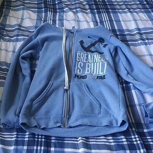 Light blue FlagNorFail zip up hoodie