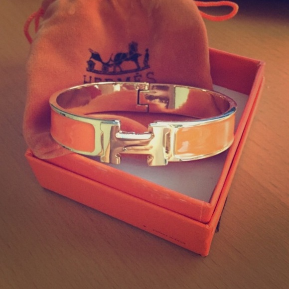 Hermes H bracelet in Orange and Gold - inspired
