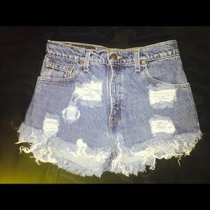 Vintage Distressed High Waist Shorts