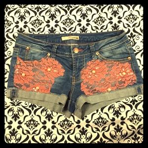Refuge jean shorts with lace