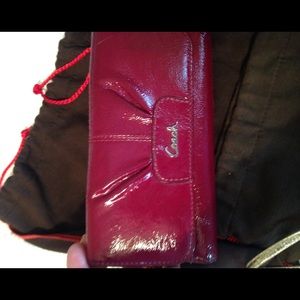 Coach burgundy pleated wallet