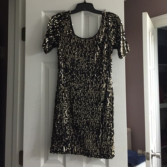 Black with gold sequins dress