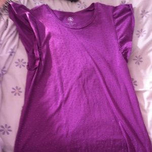 Purple Flowery Top Short Sleeves