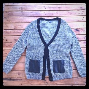 Sparkle & Fade Gray Leather Pocket Cardigan
