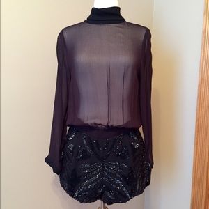 **SOLD** Black Chiffon Sequin Romper