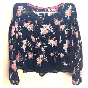 Navy Floral Blouse