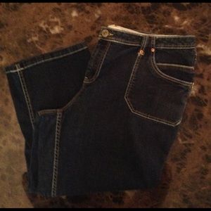 Dark Jean Calf Length Capris