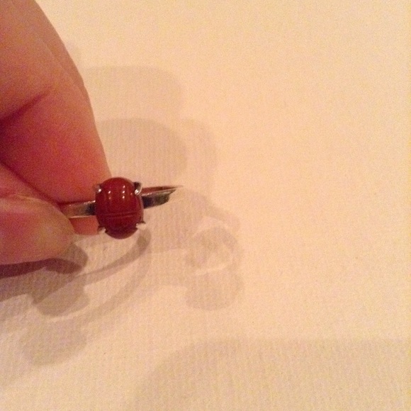 Silver Ring with Red Stone Ladybug
