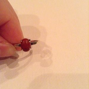 Silver Ring with Red Stone Ladybug
