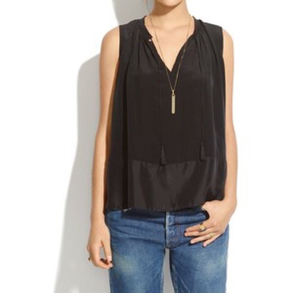 Madewell Tops - Madewell Black Silk Shadowbox Tunic Tank