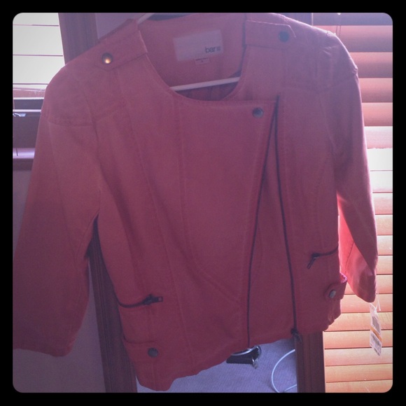 bar III panama rose faux leather jacket size s