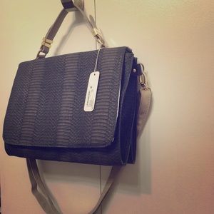Shoulder/Crossbody Grey Snakeskin Satchel