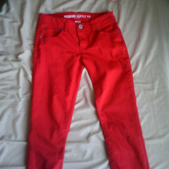 Red skinny jeans