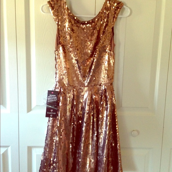 Bebe Gold Sequins Dress XS