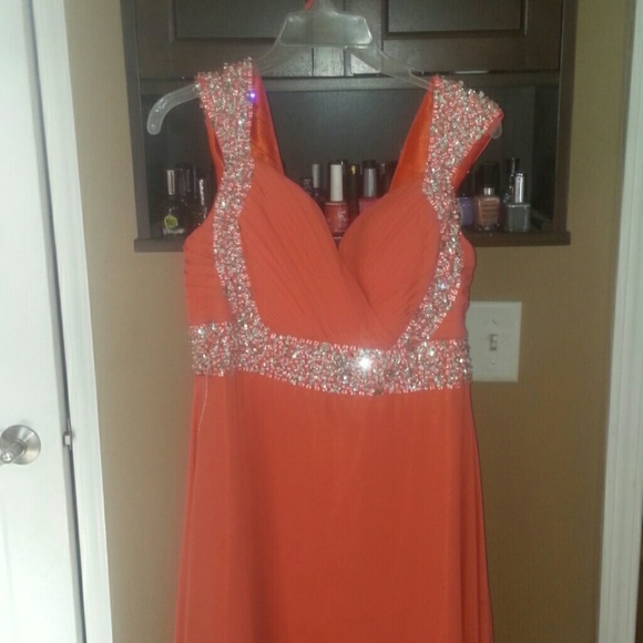 Orange coral prom dress