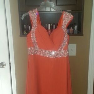 Orange coral prom dress
