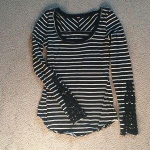 Free People crotchet sleeve shirt