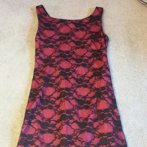 Pink w/ black lace dress