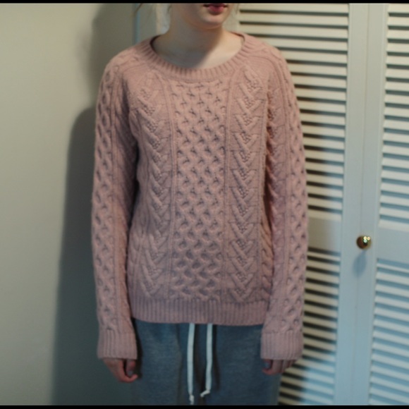 Blush pink cable knit sweater