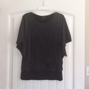 Black Shimmer Dolman Sleeve Blouse