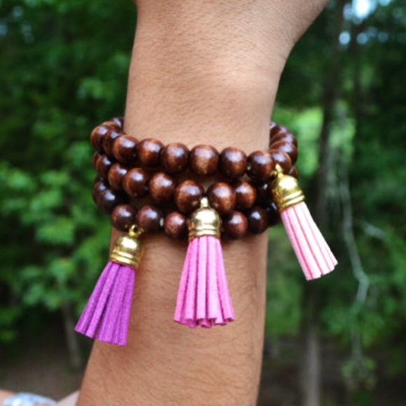 Wooden Tassel Beaded Bracelets