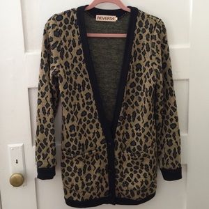 Oversized animal print cardigan
