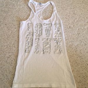 White VS love pink workout tank