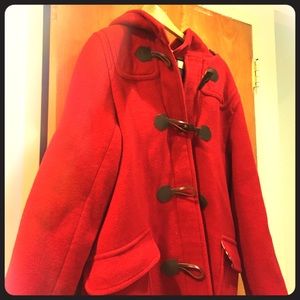 Burberry red wool winter jacket (like new)