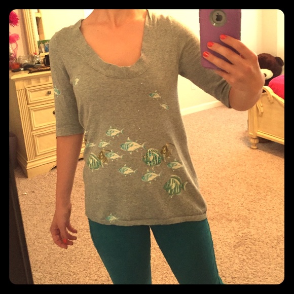 Moth for Anthropologie short sleeved fish sweater