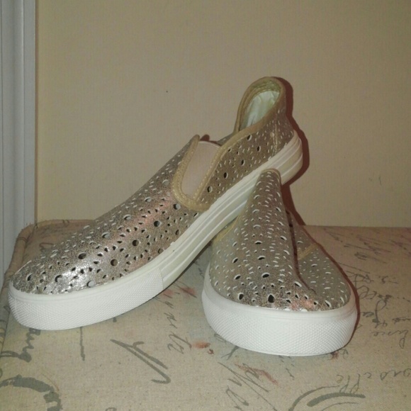 Gold perforated sneakers
