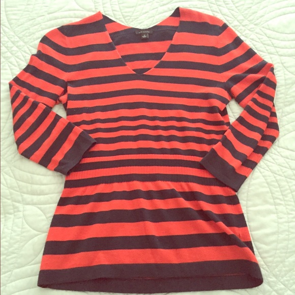 Ann Taylor sweater small; orange red and navy