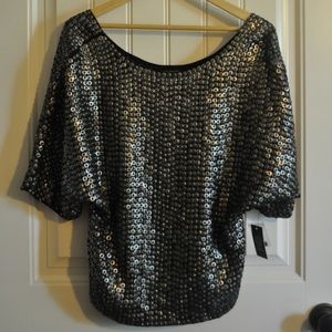 Dark Silver Sequin Top