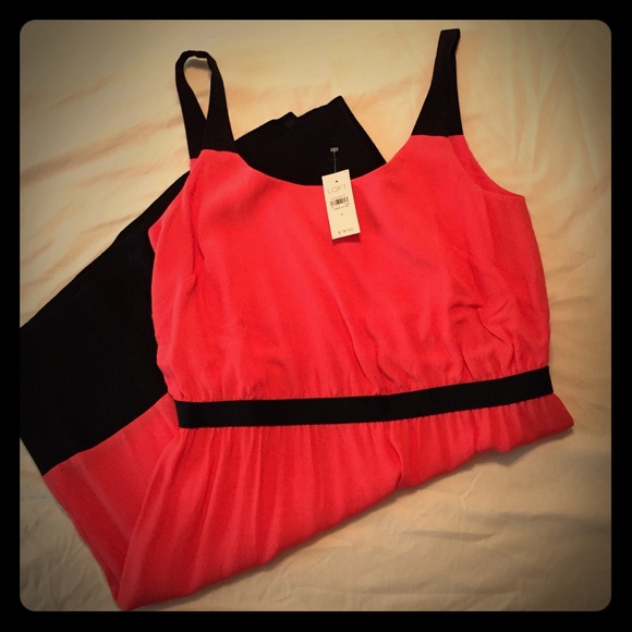 Pink and black short dress from Loft.