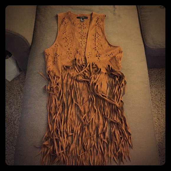 Faux Suede Fringe Vest
