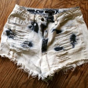 Acid wash high waisted shorts