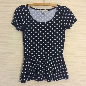 Black and White Polka Dot Peplum Top