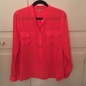gap neon coral blouse