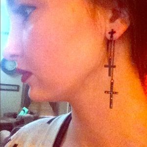 Unique dangling cross earrings!