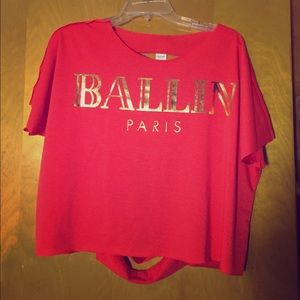 Bright red orange top w/ slotted back