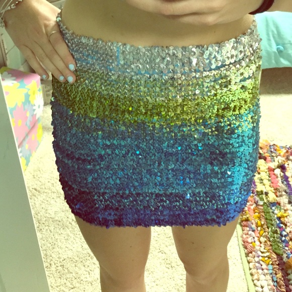 Free People Convertible Blue Sequin Tube Top/Skirt